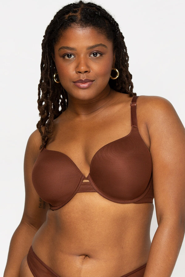 smart & sexy Everyday Invisible Full Coverage T-Shirt Bra | Chocolate Mesh