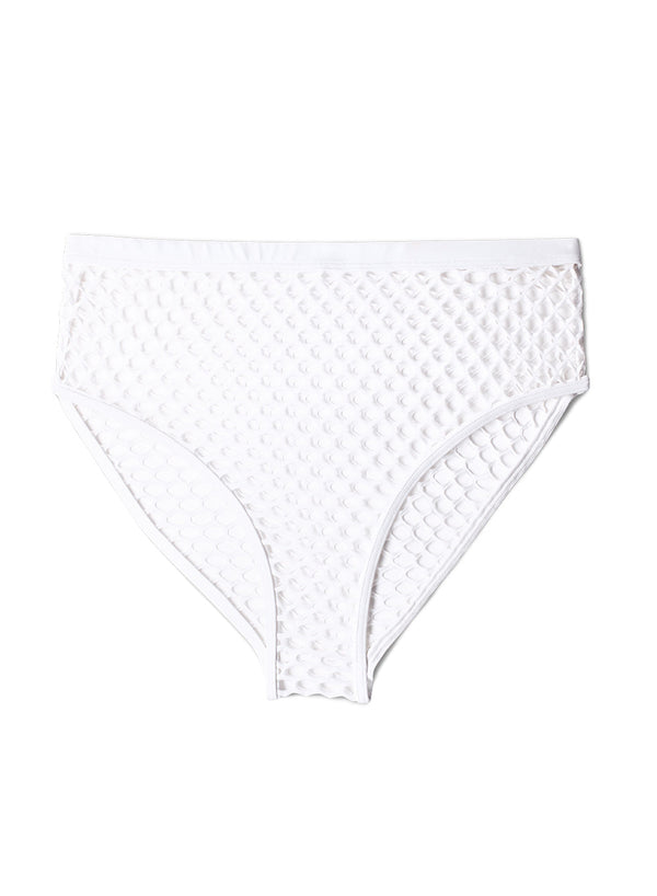 Smart & Sexy Fishnet High-Waisted Layering Bikini Bottom | White Fishnet