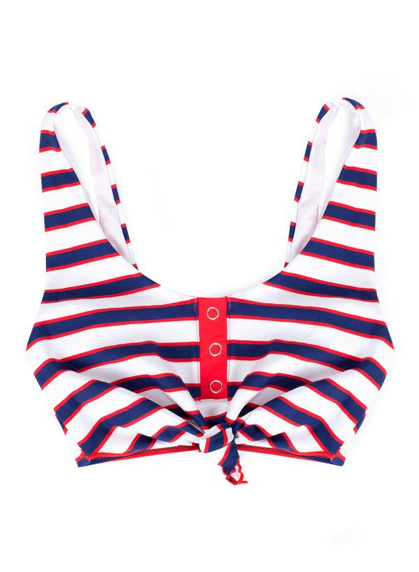 Smart & Sexy Knot Front Crop Bikini Top | Americana Stripes