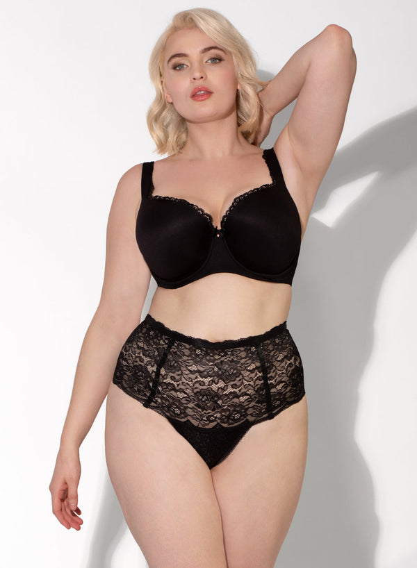 Smart & Sexy Lace & Mesh High Waisted Thong 2 Pack | No No Red/Black Hue