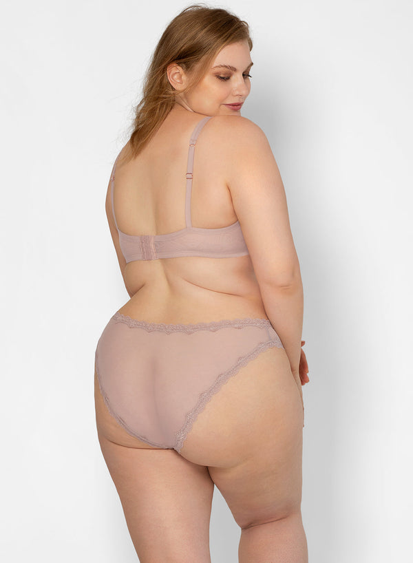 Smart & Sexy Lace Trim Cheeky Panty 2 Pack | Bark/Black Hue