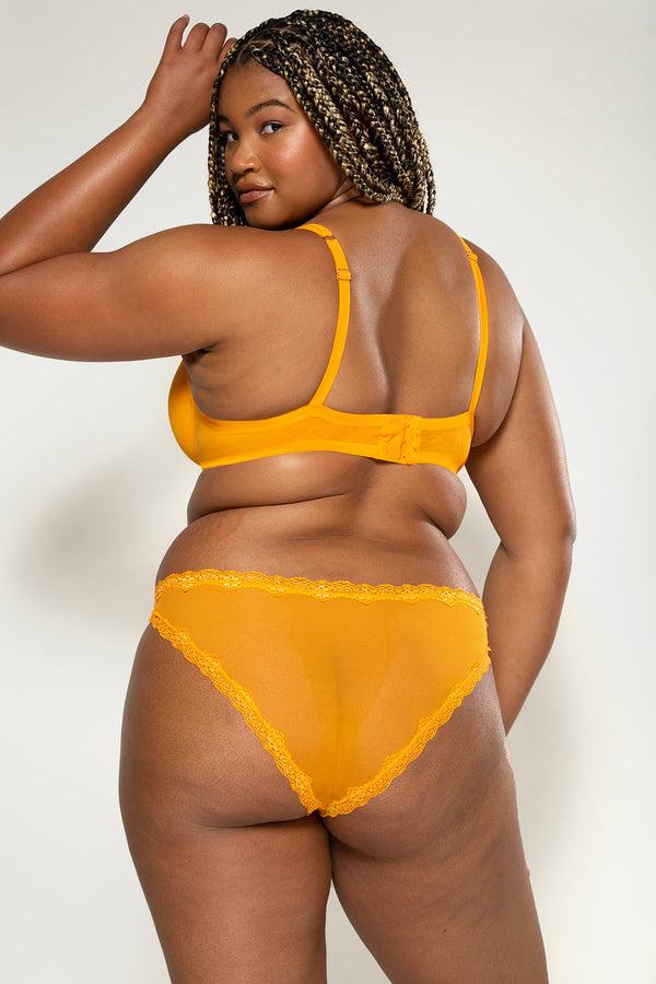 Smart & Sexy Lace Trim Cheeky Panty 2 Pack | Saffron/Black Hue