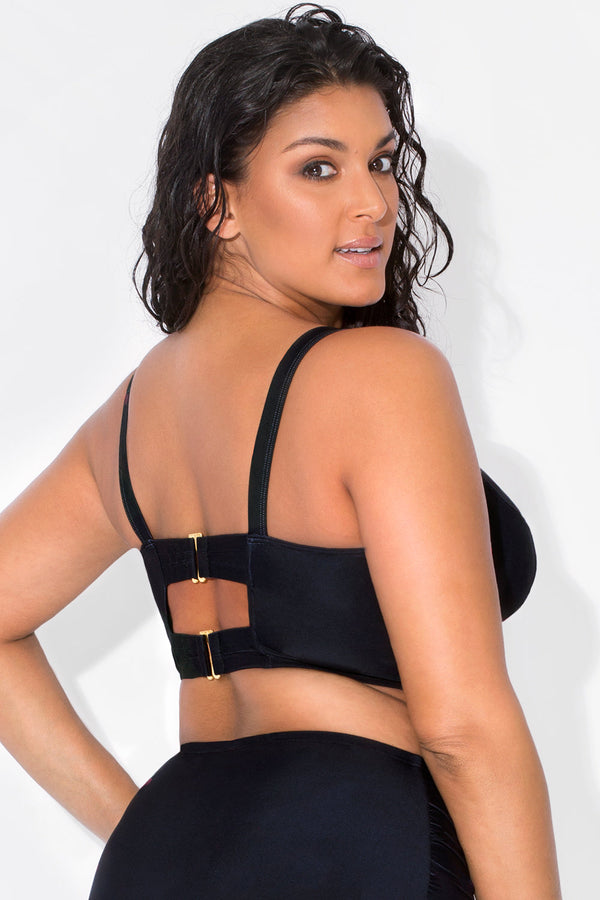 Smart & Sexy Long Lined Underwire Bikini Top | Black Hue