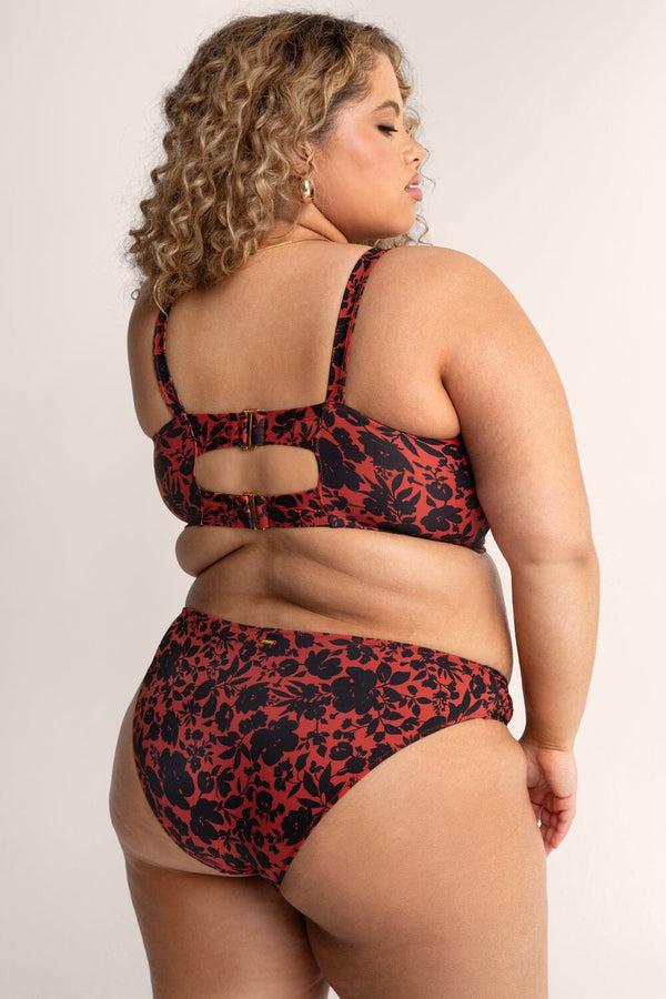 Smart & Sexy Long Lined Underwire Bikini Top | Black Pansy