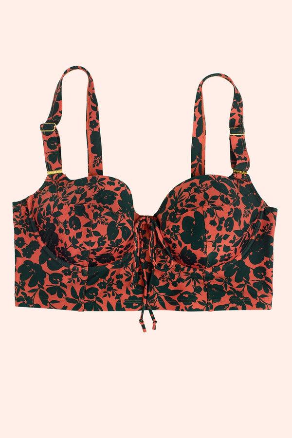 Smart & Sexy Long Lined Underwire Bikini Top | Black Pansy