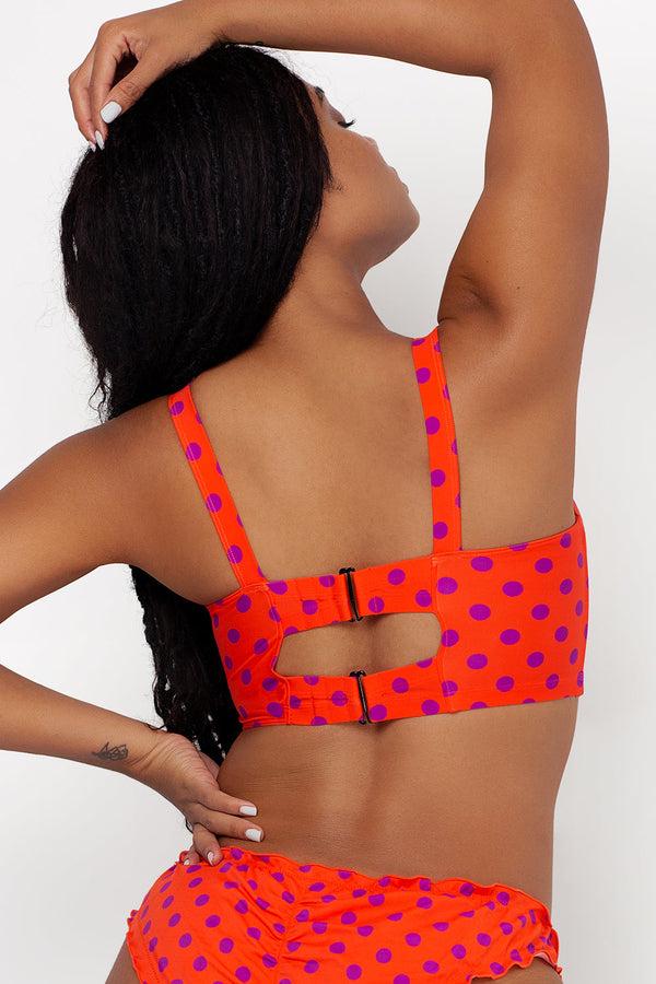 Smart & Sexy Long Lined Underwire Bikini Top | Bright Polka Dot Print