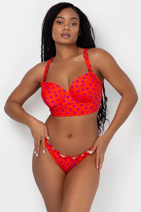 Smart & Sexy Long Lined Underwire Bikini Top | Bright Polka Dot Print