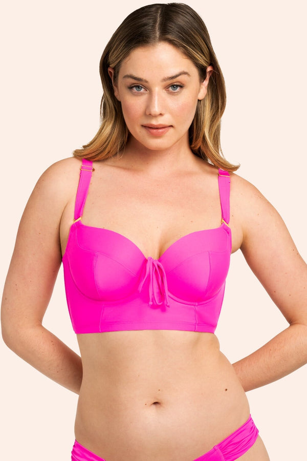 smart & sexy Long Lined Underwire Bikini Top | Fuchsia Sizzle