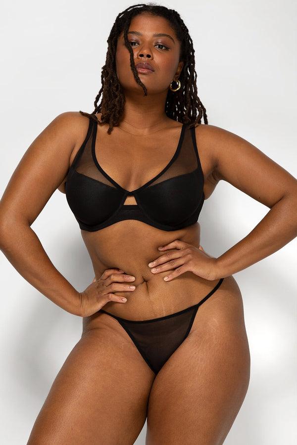 Smart & Sexy Mesh G String Thong Panties 6 Pack | Bark/Black Hue