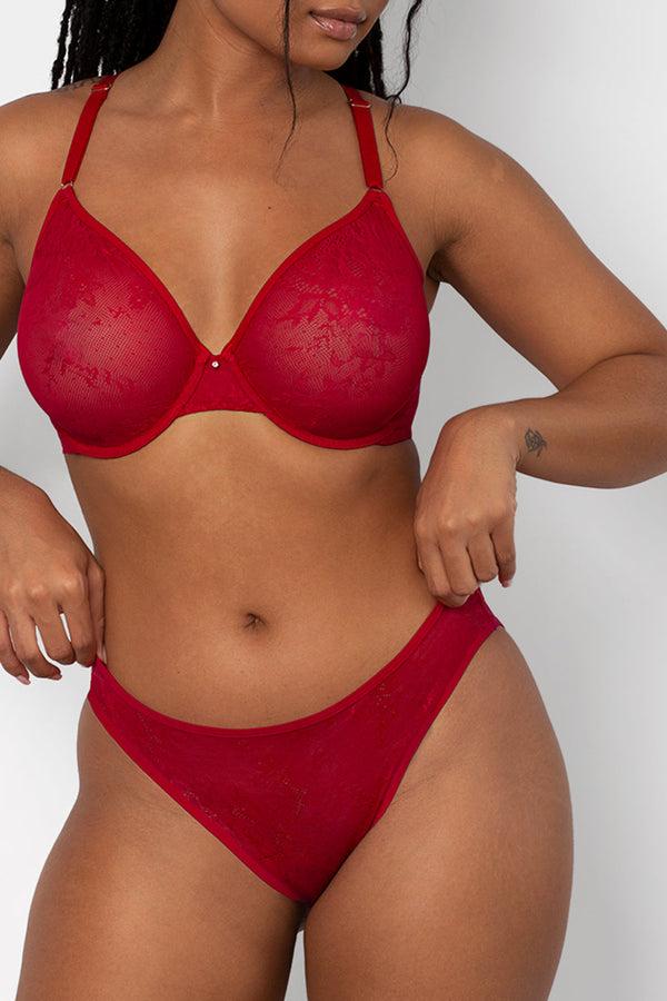 Smart & Sexy Mesh High Leg Panty 2 Pack | Black Hue/No No Red Smooth Lace