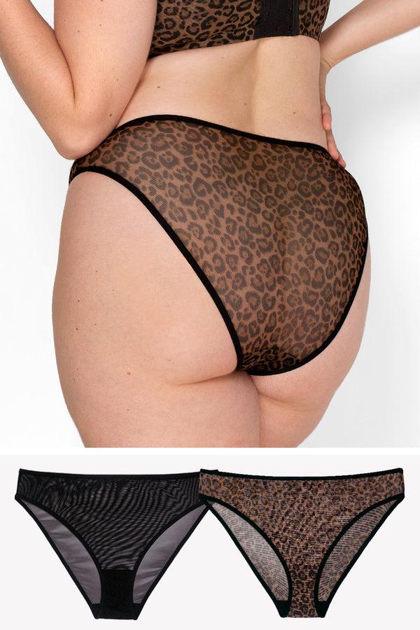 smart & sexy Mesh High Leg Panty 2 Pack | Classic Leopard/Black Hue