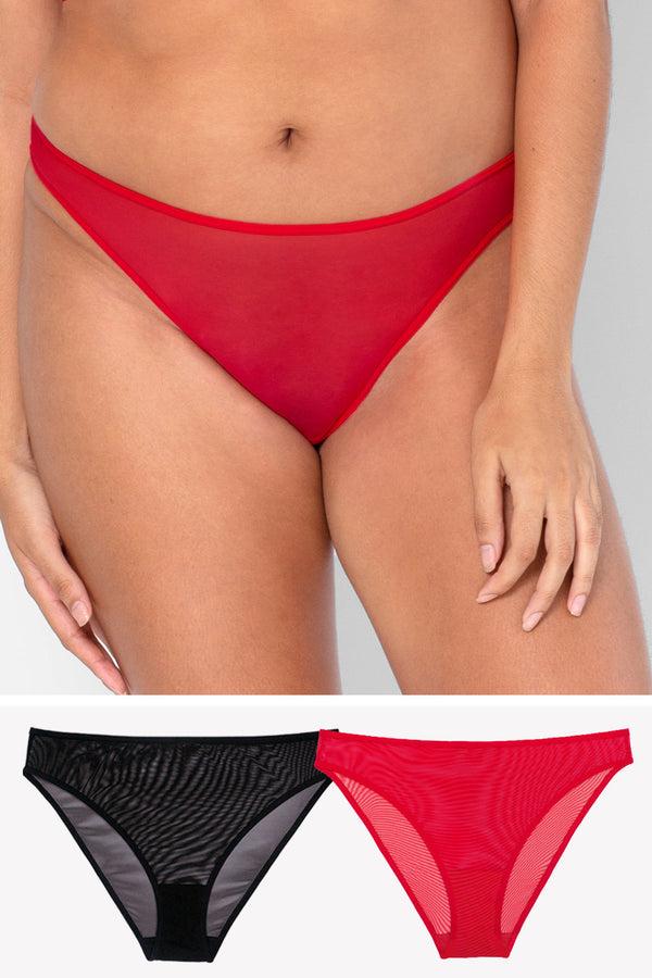 smart & sexy Mesh High Leg Panty 2 Pack | Crantastic/Black Hue