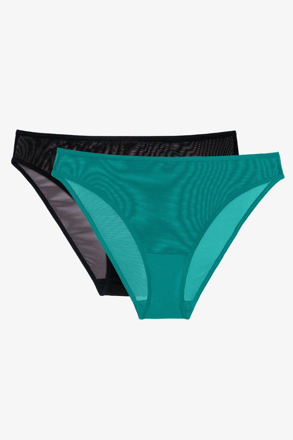 Smart & Sexy Mesh High Leg Panty 2 Pack | Fanfare/Black Hue
