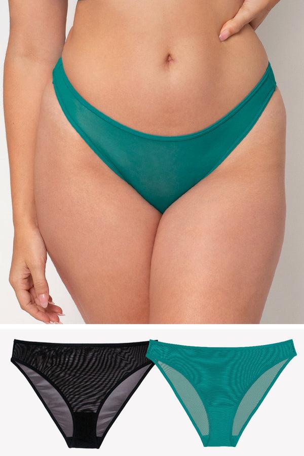 smart & sexy Mesh High Leg Panty 2 Pack | Fanfare/Black Hue