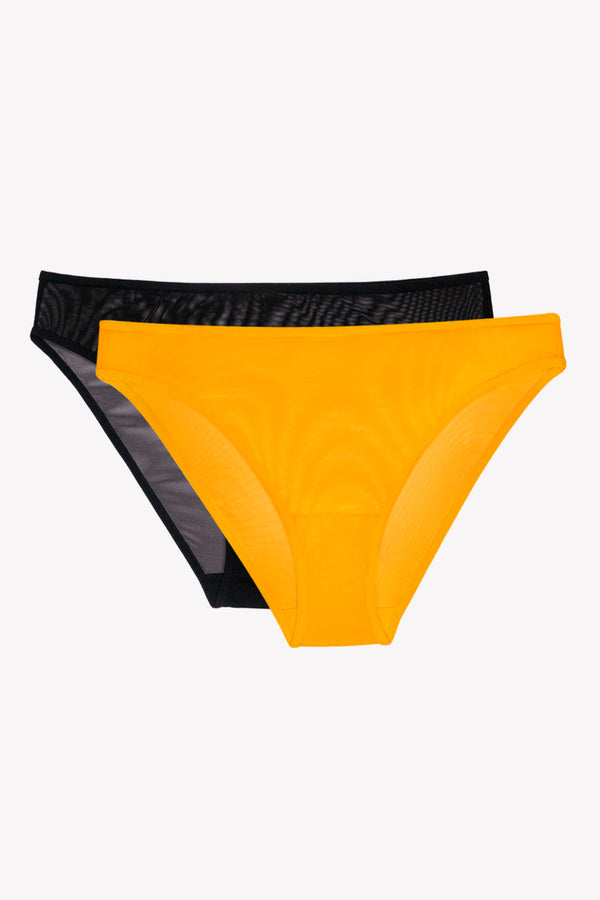 Smart & Sexy Mesh High Leg Panty 2 Pack | Saffron/Black Hue