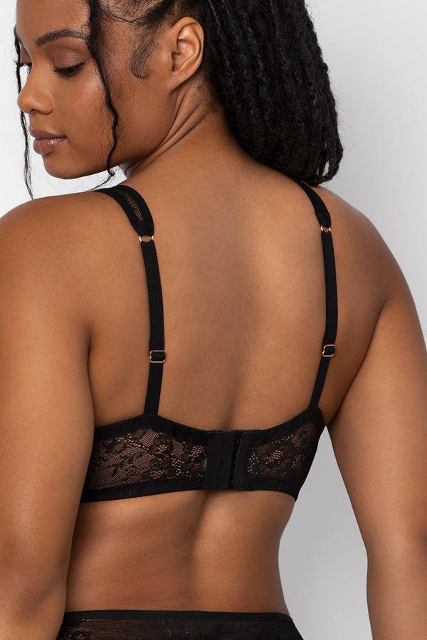 Smart & Sexy Mesh Plunge Bra | Black Hue W/Ballet Fever Smooth Lace