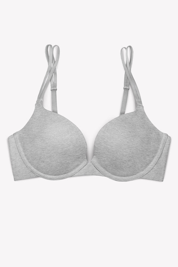 Smart & Sexy Perfect Push-Up Bra | Light Grey Heather Cotton