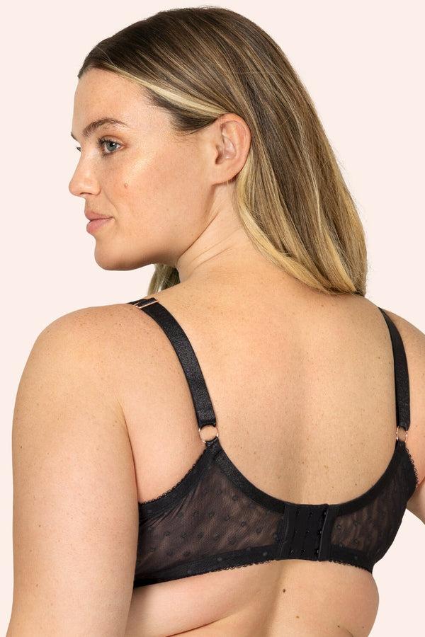 Smart & Sexy Plus Size Retro Lace & Mesh Unlined Underwire Bra | Black Hue W/ Blushing Rose
