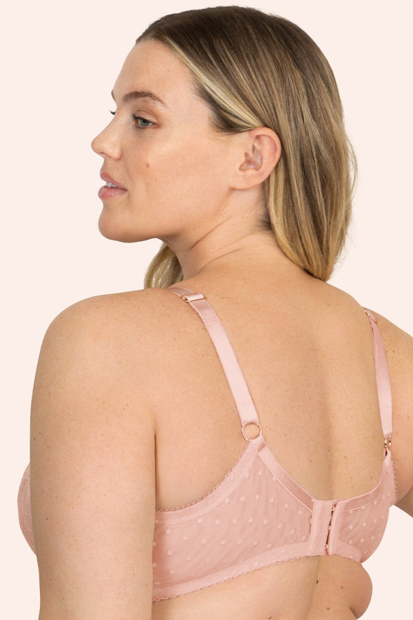 Smart & Sexy Plus Size Retro Lace & Mesh Unlined Underwire Bra | Blushing Rose