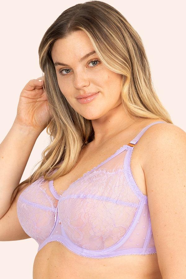Smart & Sexy Plus Size Retro Lace & Mesh Unlined Underwire Bra | Lilac Iris
