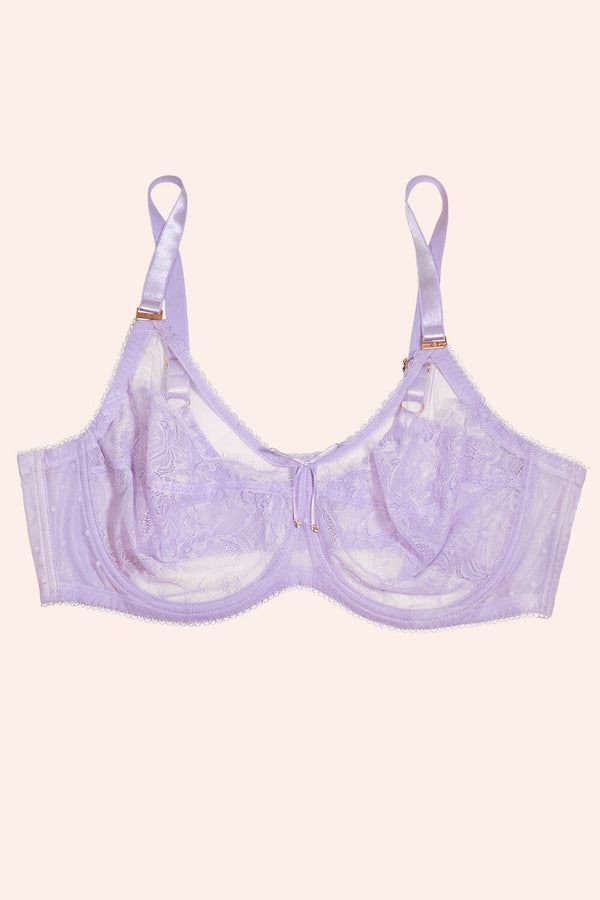 Smart & Sexy Plus Size Retro Lace & Mesh Unlined Underwire Bra | Lilac Iris
