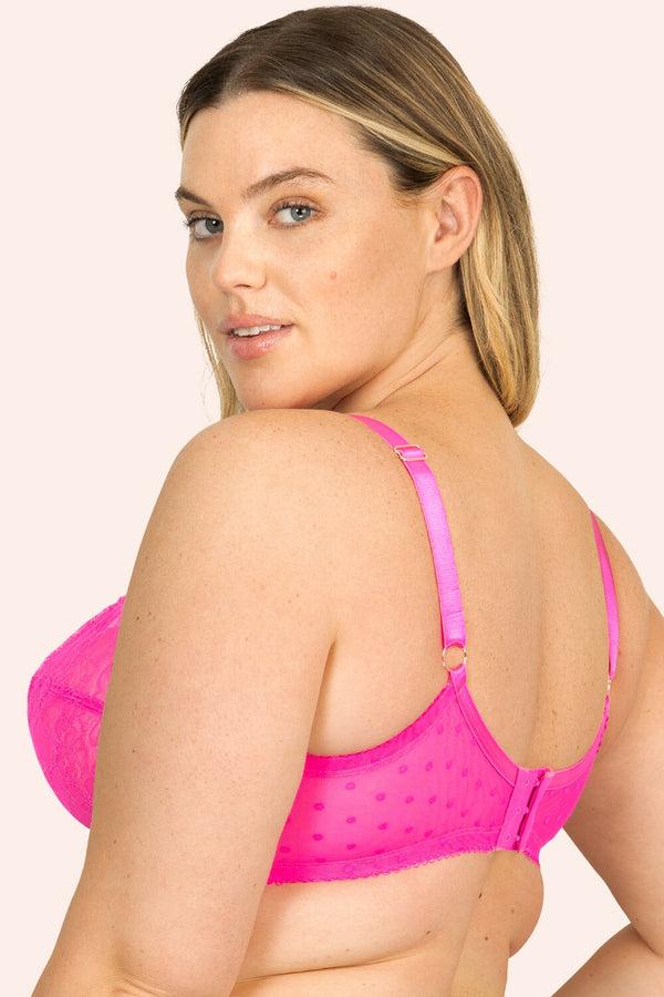 Smart & Sexy Plus Size Retro Lace & Mesh Unlined Underwire Bra | M Pink
