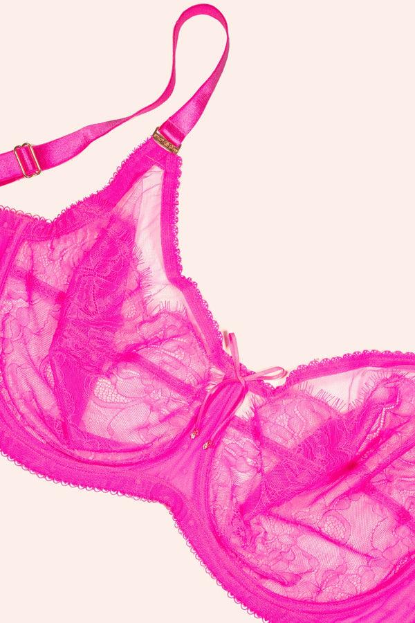 Smart & Sexy Plus Size Retro Lace & Mesh Unlined Underwire Bra | M Pink