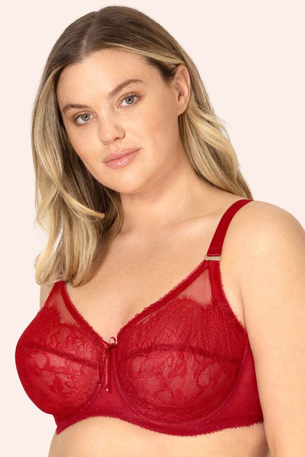 Smart & Sexy Plus Size Retro Lace & Mesh Unlined Underwire Bra | No No Red Lace