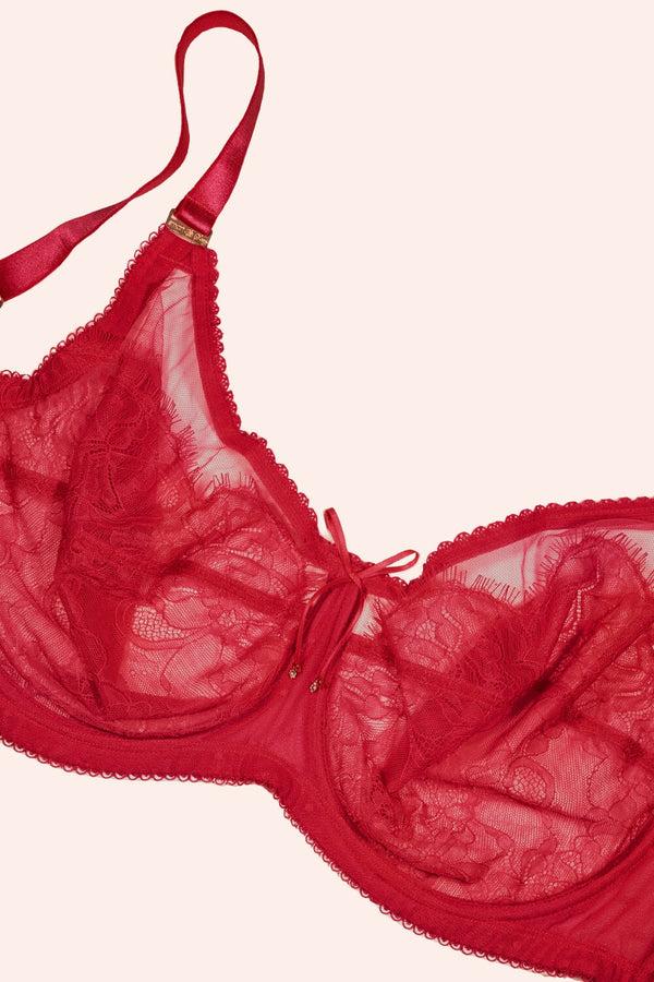 Smart & Sexy Plus Size Retro Lace & Mesh Unlined Underwire Bra | No No Red Lace