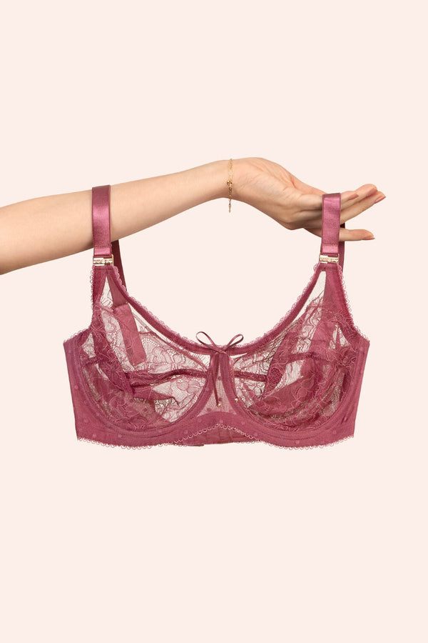 Smart & Sexy Plus Size Retro Lace & Mesh Unlined Underwire Bra | Violet Quartz