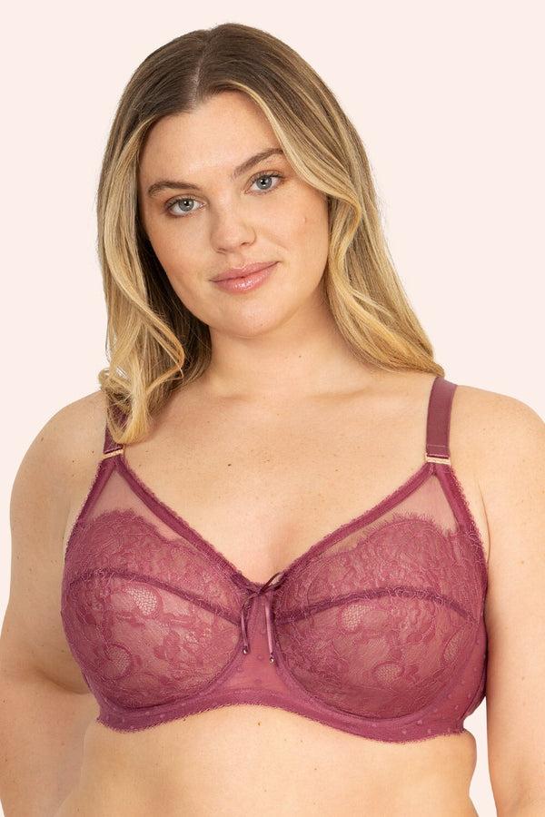 smart & sexy Plus Size Retro Lace & Mesh Unlined Underwire Bra | Violet Quartz