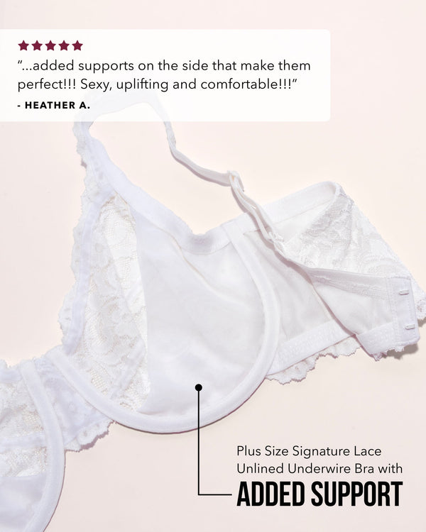 Smart & Sexy Plus Size Signature Lace Unlined Underwire Bra With Added Support | White Lace