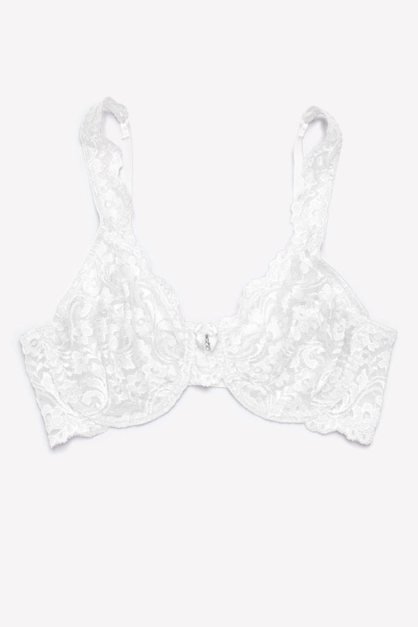 Smart & Sexy Plus Size Signature Lace Unlined Underwire Bra With Added Support | White Lace