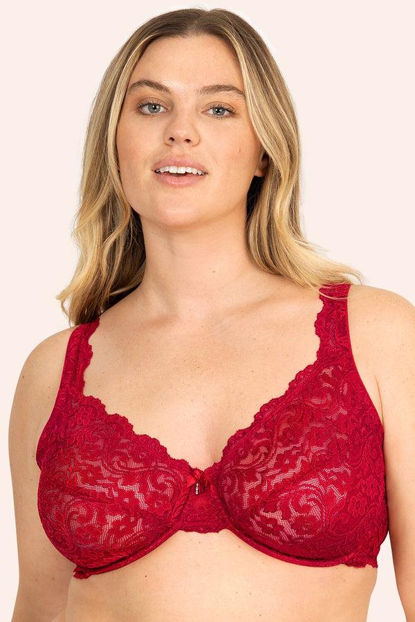 smart & sexy Plus Size Signature Lace Unlined Underwire Bra with Added Support | No No Red