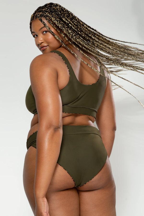 Smart & Sexy Reversible Banded Bikini Bottom | Classic Leopard/Olive Night
