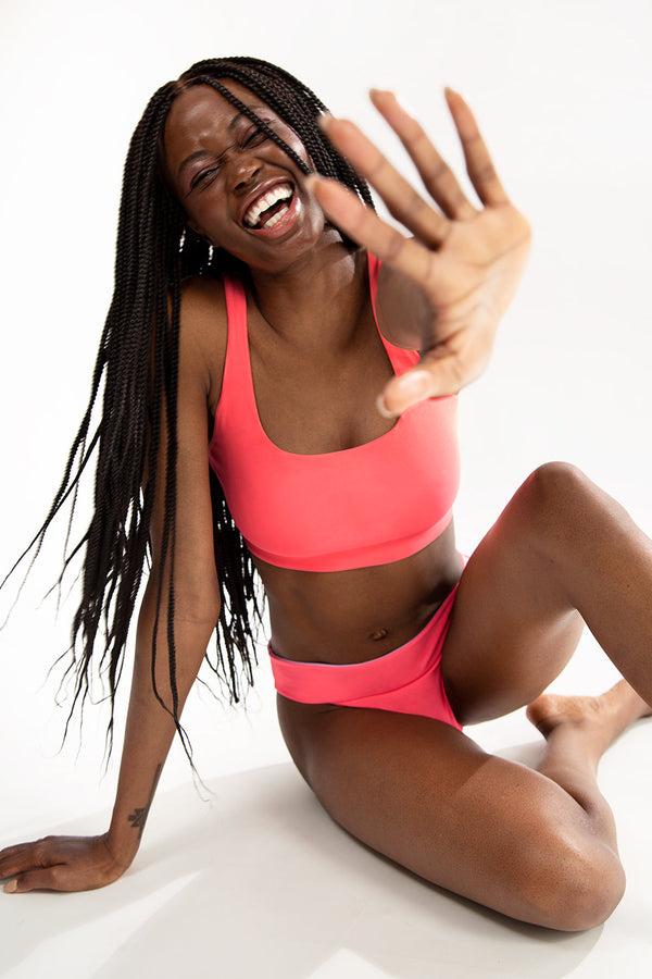 smart & sexy Reversible Bralette Bikini Top | Punchy Peach/Lilac Iris