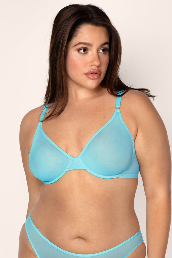 Smart & Sexy Sheer Mesh Demi Underwire Bra | Aquamarine