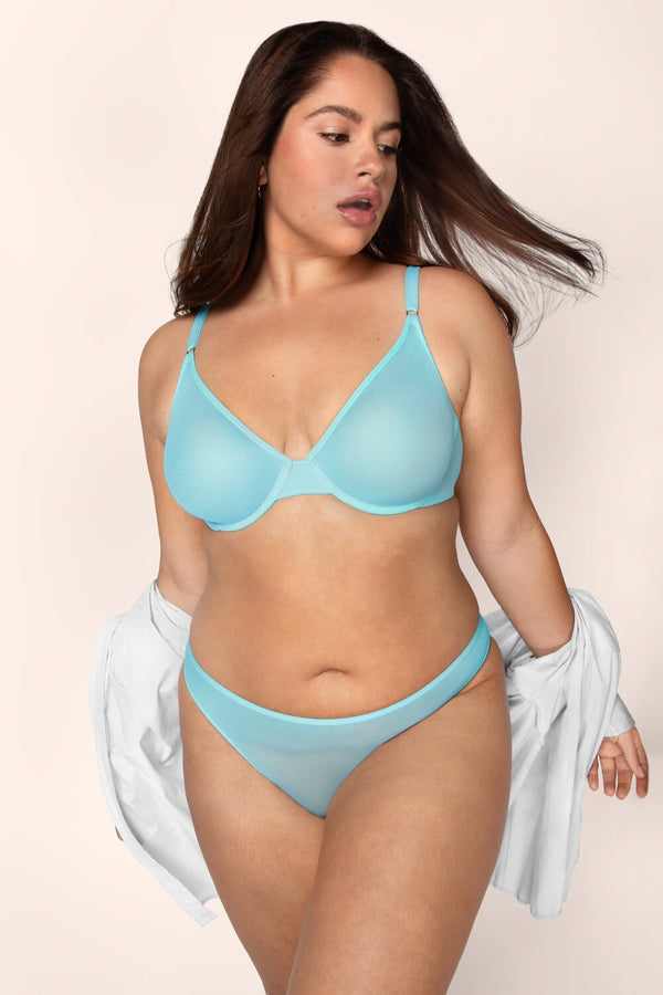 Smart & Sexy Sheer Mesh Demi Underwire Bra | Aquamarine