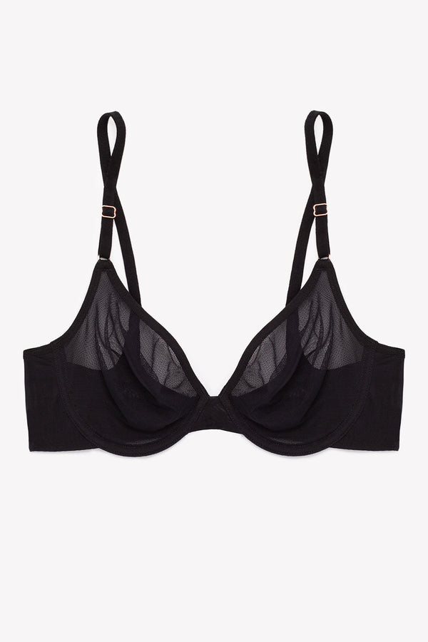 Smart & Sexy Sheer Mesh Demi Underwire Bra | Black Hue Mesh