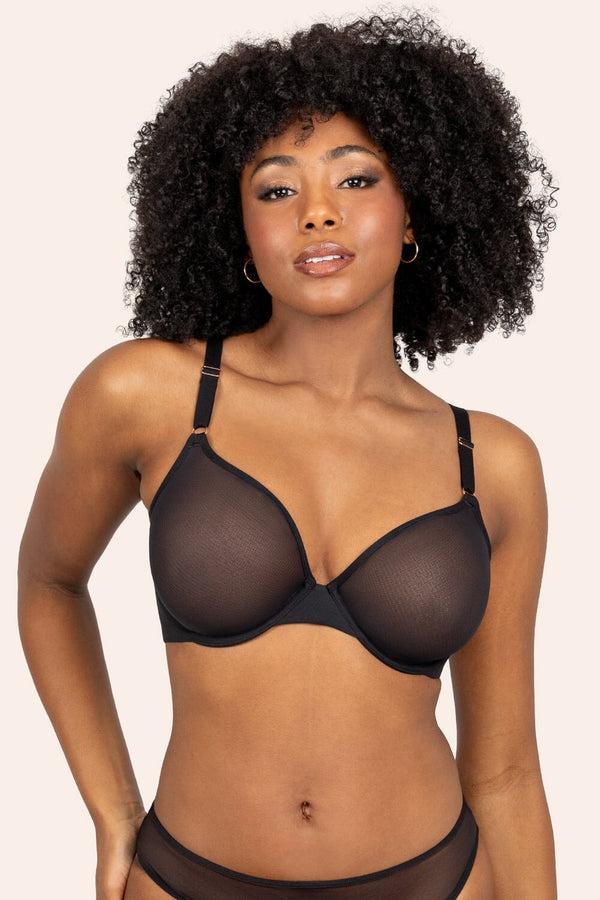 smart & sexy Sheer Mesh Demi Underwire Bra | Black Hue Mesh