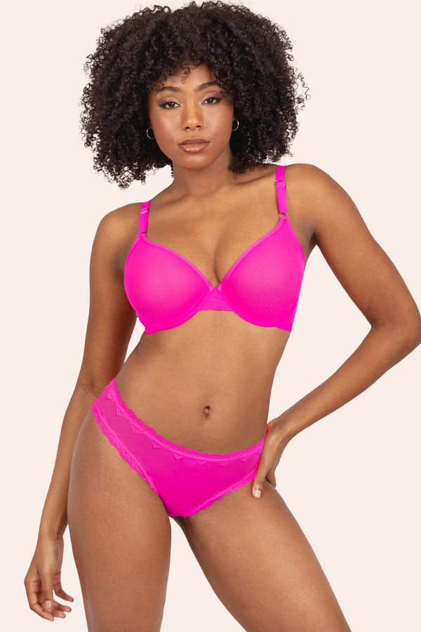 Smart & Sexy Sheer Mesh Demi Underwire Bra | Electric Pink Mesh