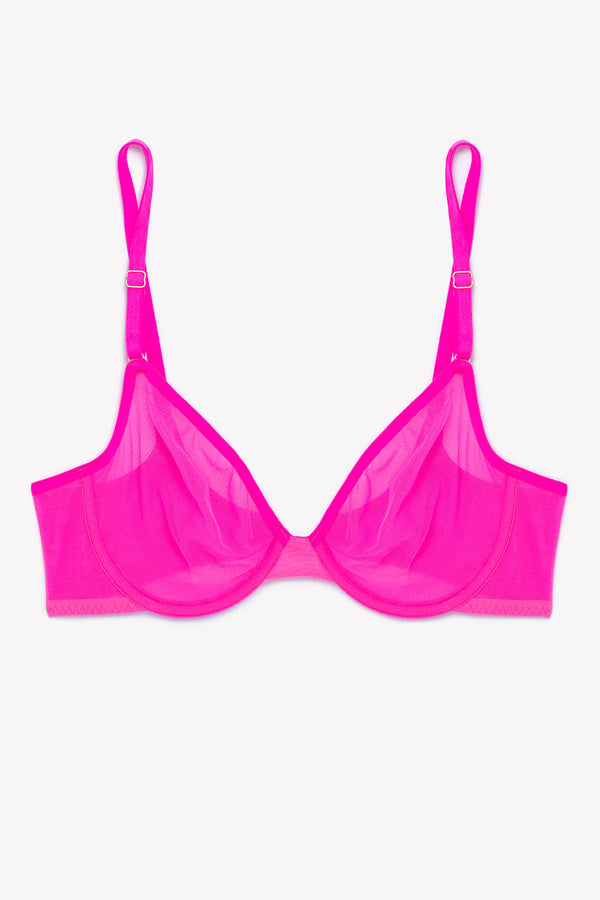 Smart & Sexy Sheer Mesh Demi Underwire Bra | Electric Pink Mesh