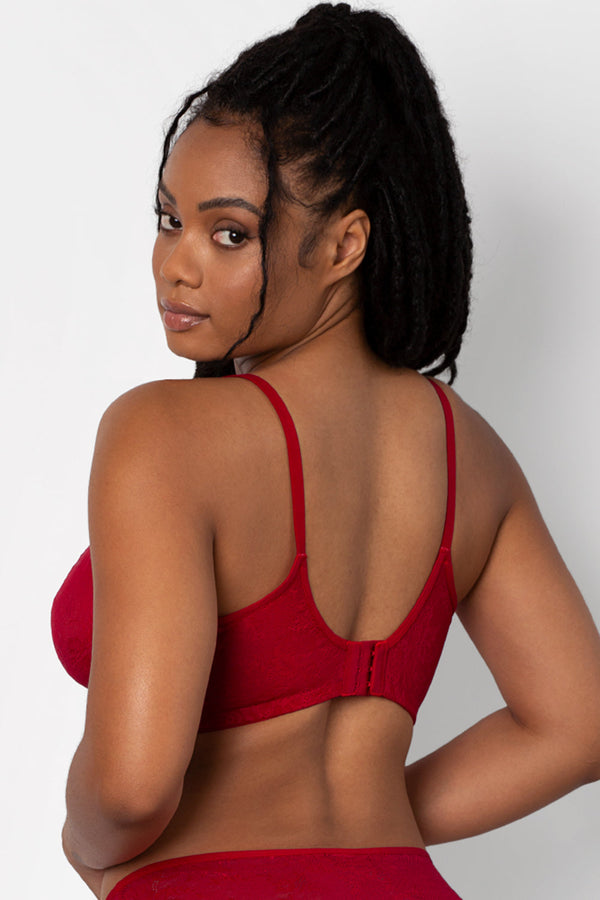 Smart & Sexy Sheer Mesh Demi Underwire Bra | No No Red Smooth Lace