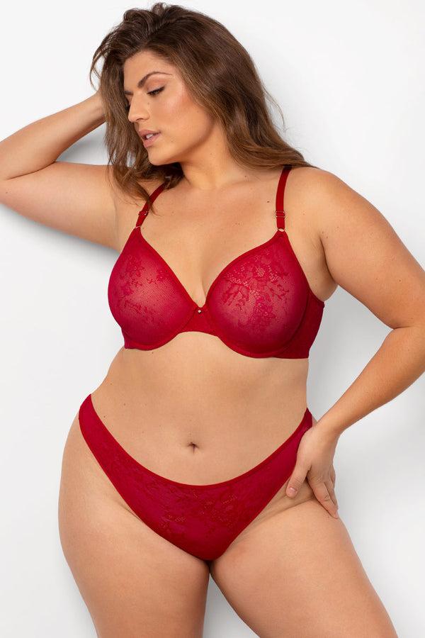 Smart & Sexy Sheer Mesh Demi Underwire Bra | No No Red Smooth Lace