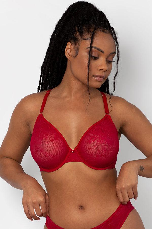 smart & sexy Sheer Mesh Demi Underwire Bra | No No Red Smooth Lace