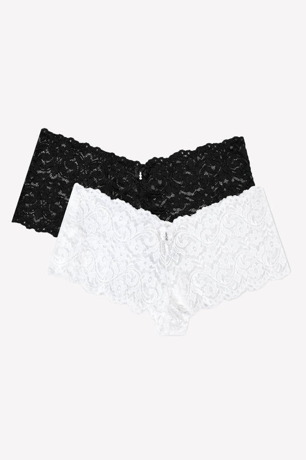 Smart & Sexy Signature Lace Cheeky Panty 2 Pack | Black Hue/White