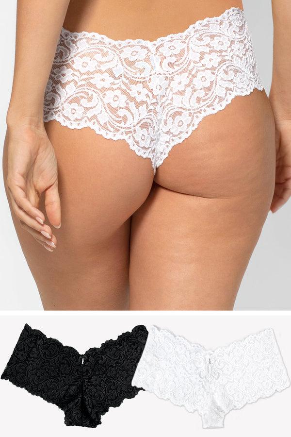 smart & sexy Signature Lace Cheeky Panty 2 Pack | Black Hue/White