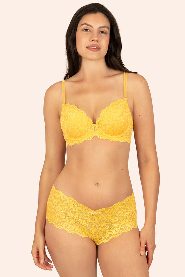 Smart & Sexy Signature Lace Cheeky Panty 2 Pack | Daffodil/Black Hue