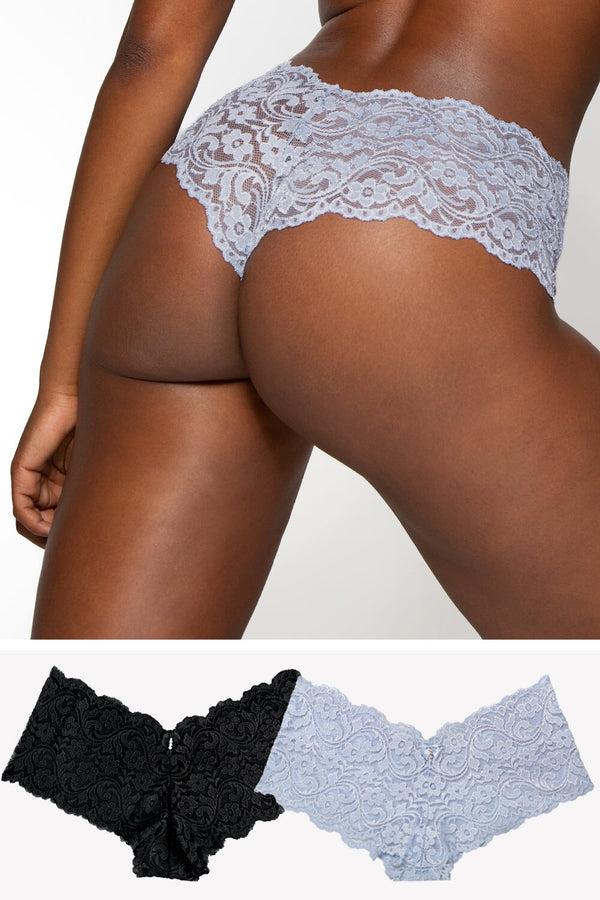 smart & sexy Signature Lace Cheeky Panty 2 Pack | Mineral Water/Black Hue