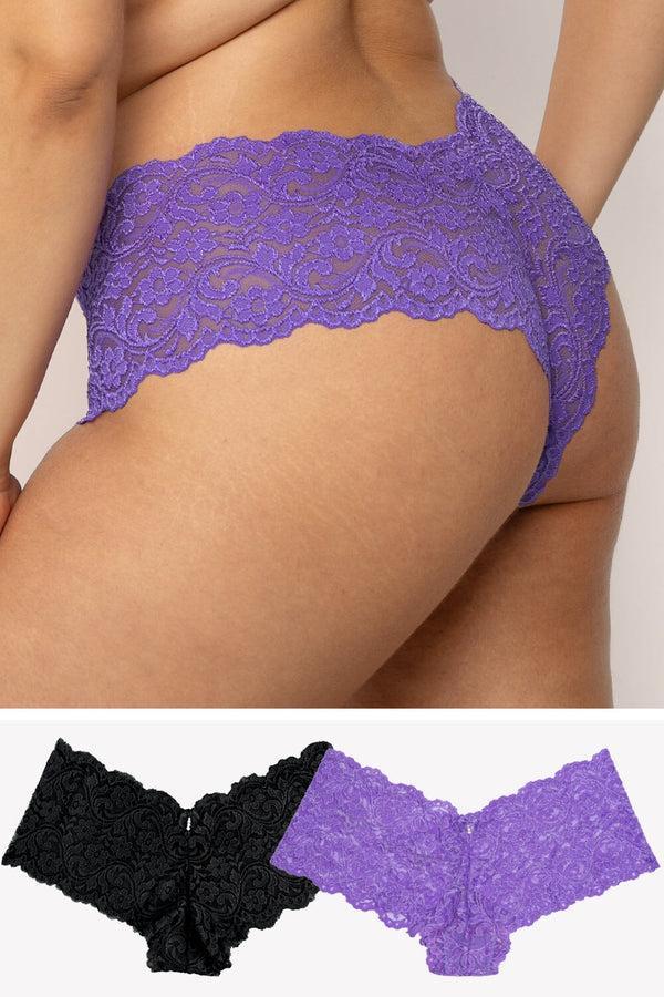 smart & sexy Signature Lace Cheeky Panty 2 Pack | New Violet/Black Hue